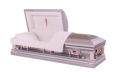 White Velvet Interior Stainless Coffin 18Gauge, Natural Brushed Platinum Finish MC07